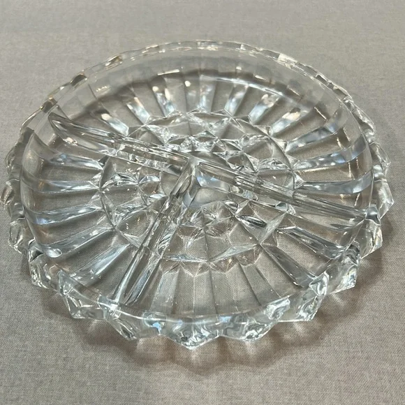 Dining Vintage Elegant Clear Glass Part Divided Serving Dish